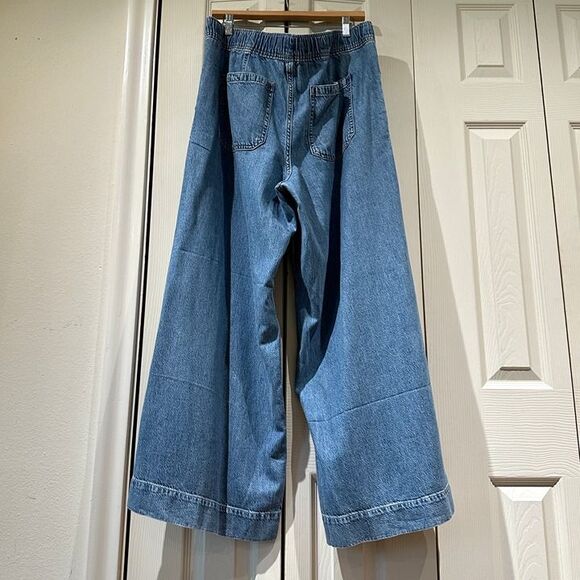 NWOT GAP UltraSoft Pleated Easy Baggy Jeans Drapey Tencel Wide Leg Elastic Waist - Picture 9 of 11